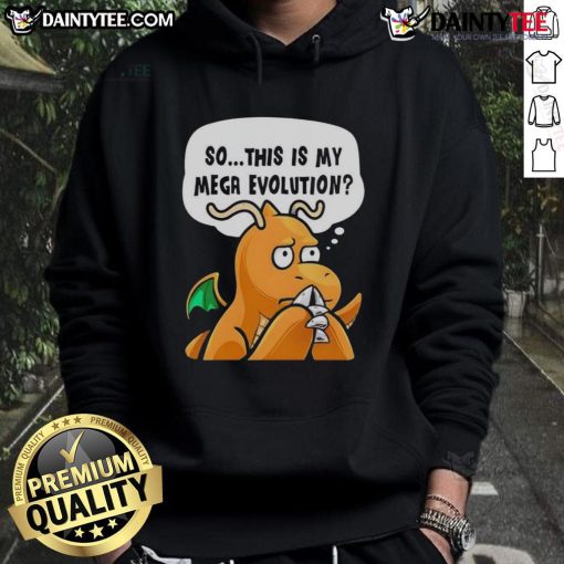 Funny 'So This Is My Mega Evolution' Pokmon anime character hoodie, perfect for fans and collectors of Pokmon merchandise.