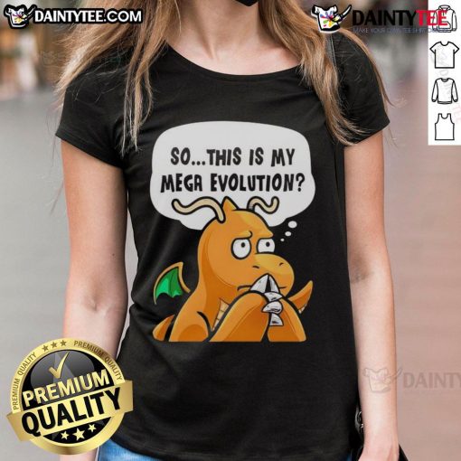 Funny 'So This Is My Mega Evolution' Pokmon anime character ladies tee, perfect for fans of Pokmon and anime style.