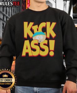 Funny South Park Cartman Kick Ass sweatshirt featuring vibrant graphics of Cartman in a playful pose, perfect for fans.