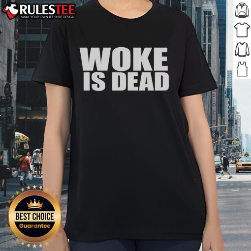 Alt Text: Funny South Park Woke Is Dead Ladies Tee featuring vibrant graphics and humor, perfect for fans of the show.