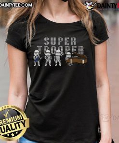 Funny Star Wars Supertrooper Storm Trooper band ladies tee featuring a playful graphic design for fans.