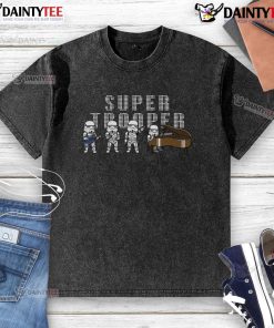 Funny Star Wars Supertrooper stormtrooper band graphic on a washed t-shirt, perfect for casual fans and collectors.