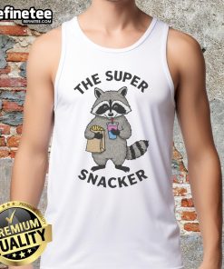 Funny super snacker raccoon tank top featuring a playful raccoon design, perfect for animal lovers and casual wear.