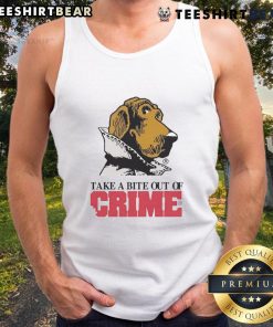 Funny Take a Bite Out of Crime Tank Top featuring a playful graphic design perfect for casual summer wear.