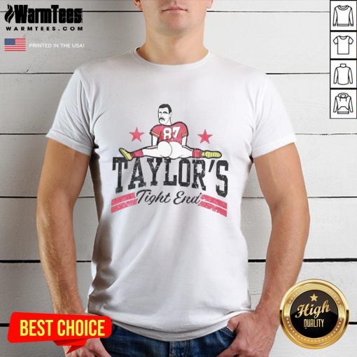 Funny Taylor's Tight End Travis Kelce T-Shirt featuring humorous graphics and bold text, perfect for football fans.