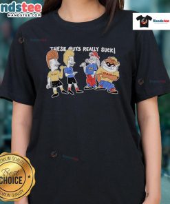 Funny Tevis and Bugghead graphic on a ladies tee, showcasing a humorous design that highlights their quirky personalities.