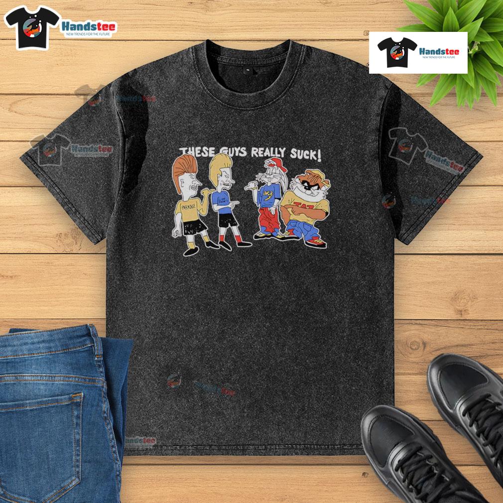 Funny Tevis And Bugghead These Guys Really Suck Washed T Shirt Alt Text: Funny Tevis and Bugghead in 'These Guys Really Suck' washed t-shirt, showcasing a playful and humorous design.