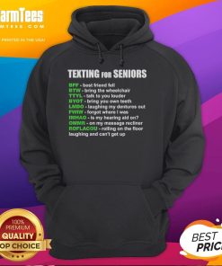 Alt Text: Humorous hoodie for seniors with texting joke: BFF fell, bring the wheelchair - perfect for best friends.