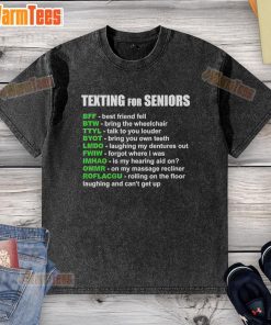 Funny texting for seniors t-shirt featuring 'BFF Best Friend Fell, Bring the Wheelchair' design in vibrant colors.