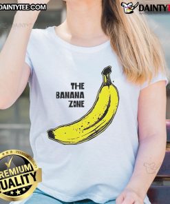Funny The Banana Zone Ladies Tee featuring a playful banana graphic and vibrant colors, perfect for casual wear.