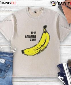 Funny The Banana Zone washed t-shirt featuring a playful banana graphic, perfect for casual and humorous fashion.