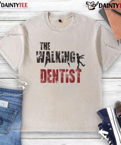 Funny The Walking Dentist washed t-shirt featuring a humorous dental theme and playful graphics, perfect for dental enthusiasts.