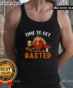 Funny Thanksgiving tank top featuring a turkey and beer, perfect for celebrating with friends at your holiday feast.