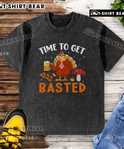 Funny Time to Get Basted Turkey Beer Drinking Thanksgiving T-Shirt design with a humorous turkey graphic and festive colors.