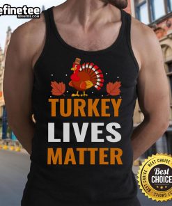 Funny Turkey Lives Matter tank top design for Thanksgiving protest, featuring a cartoon turkey with a humorous message.