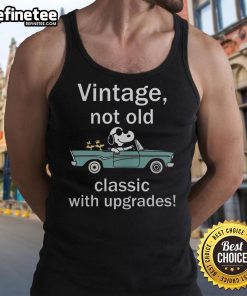 Funny vintage tank top with modern upgrades, showcasing a classic design perfect for casual wear and humor lovers.
