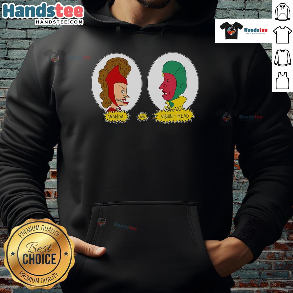 Funny Wanda And Vision Head Hoodie Funny Wanda and Vision head hoodie featuring vibrant colors and playful designs, perfect for Marvel fans.