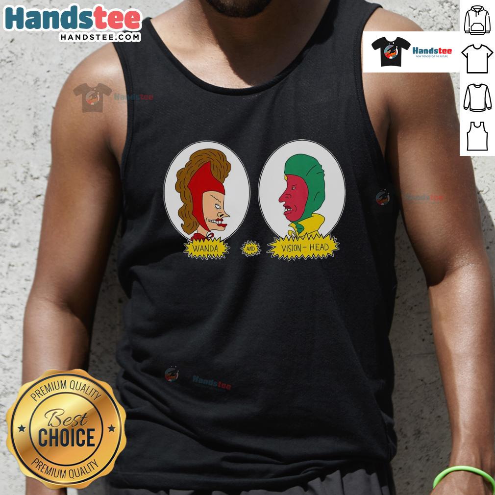Funny Wanda And Vision Head Tank Top Funny Wanda and Vision head tank top featuring a playful graphic design, perfect for Marvel fans and casual wear.