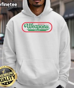 Alt Text: Funny Weapons Famous Hot Dogs hoodie featuring a vibrant design, perfect for food lovers and humor enthusiasts.