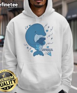 Funny whale design on a hoodie congratulating new parents with a playful and heartwarming message.