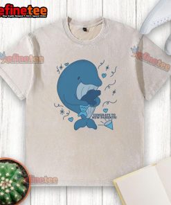 Funny whale graphic on a washed T-shirt, perfect for congratulating new parents with a humorous touch.