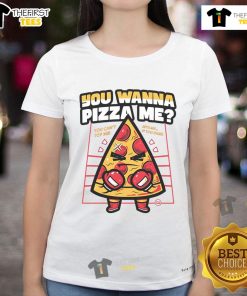 Funny 'You Wanna Pizza Me' Boxer Pizza Ladies Tee featuring a humorous pizza design and vibrant colors.