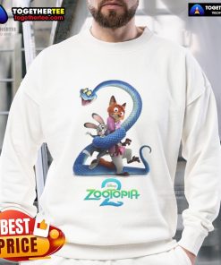 Funny Zootopia 2 Disney movie cartoon sweatshirt featuring vibrant characters and playful design for fans of all ages.