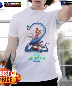 Funny Zootopia 2 Disney movie cartoon t-shirt featuring vibrant characters and playful design for fans of all ages.