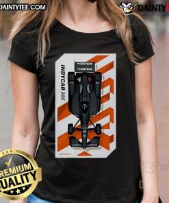 Good 2025 IndyCar Nick abstract car design on a ladies tee, showcasing vibrant colors and a dynamic racing theme.