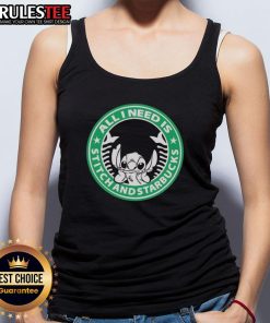 Good All I Need Is Stitch And Starbucks Tank Top featuring Stitch graphic and stylish design for casual wear.