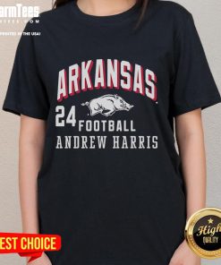 Good Andrew Harris Arkansas Razorbacks ladies tee featuring vibrant team colors and stylish design for female fans.