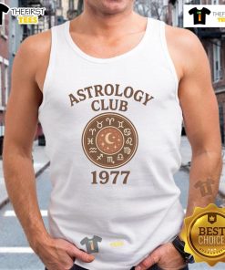 1977 Retro Vintage Zodiac Tank Top from Good Astrology Club featuring colorful zodiac signs and a stylish design.