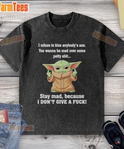 Good Baby Yoda graphic tee featuring a middle finger and a humorous quote about refusing to conform to petty demands.