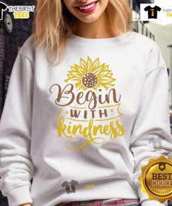 Good Begin With Kindness sunflower sweatshirt featuring a vibrant sunflower design on a cozy fabric, perfect for casual wear.
