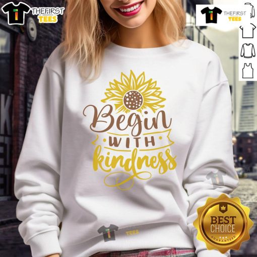 Good Begin With Kindness sunflower sweatshirt featuring a vibrant sunflower design on a cozy fabric, perfect for casual wear.