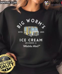 Vintage 1995 Good Big Worms Ice Cream sweatshirt from Los Angeles, showcasing a colorful graphic design.
