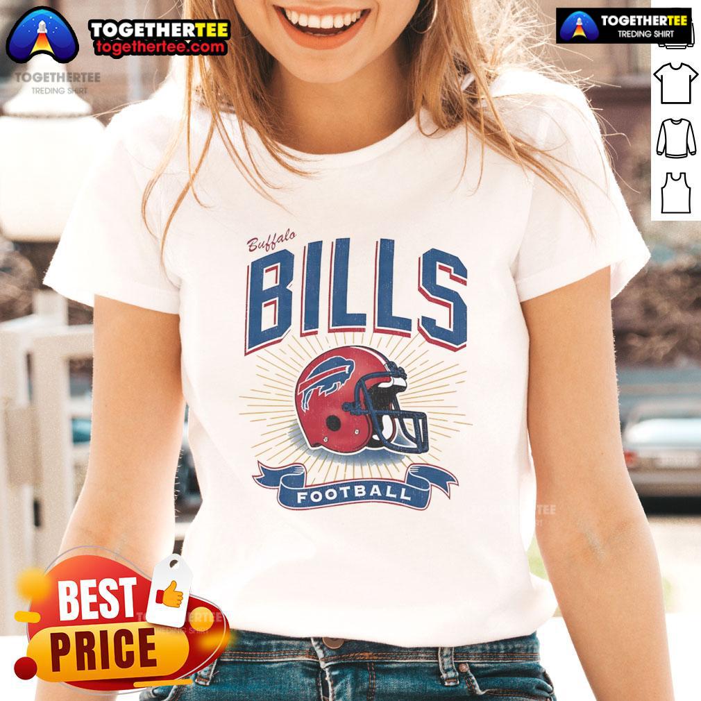 Good Buffalo Bills Prime Franklin Red Helmet Ladies Tee Alt Text: Ladies' tee featuring a red helmet design for the Good Buffalo Bills, perfect for fans of Franklin merchandise.
