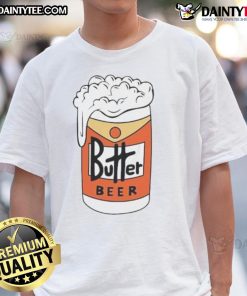 Good Butterbeer Duff Parody T-Shirt featuring a fun design inspired by popular wizarding drinks and classic beer branding.