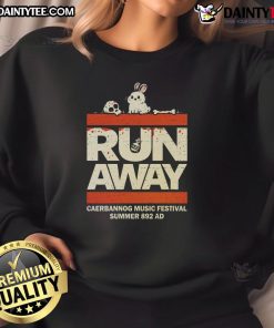 Alt Text: Cozy Good Caerbannog Music Festival sweatshirt featuring vibrant graphics, perfect for music lovers and festival-goers.