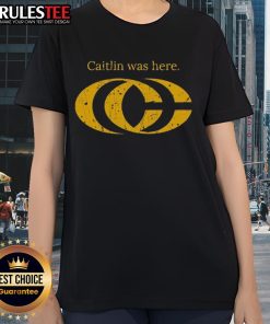 Caitlin Clark Was Here logo on a stylish ladies tee, perfect for fans of women's basketball and Caitlin Clark.