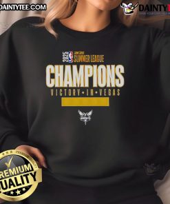Good Charlotte Hornets 2025 Summer League Champions victory in Vegas sweatshirt showcasing team pride and celebration.