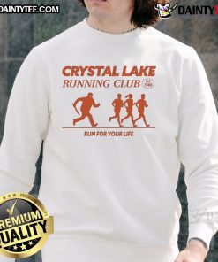 Alt Text: Good Crystal Lake Running Club 'Run For Your Life' sweatshirt established in 1980, featuring a sporty design.