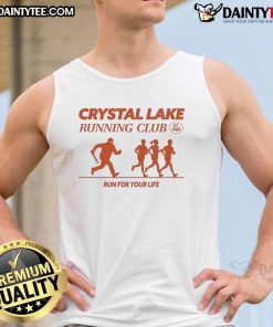Good Crystal Lake Running Club 'Run For Your Life' tank top established in 1980, featuring a vibrant design and comfortable fit.