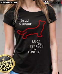 Alt Text: Good David Gilmour red lights black cat ladies tee featuring vibrant colors and a stylish design for music fans.