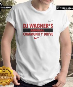 Alt Text: Good DJ Wagner's Annual Community Drive T-Shirt featuring vibrant design and event logo for charity support.