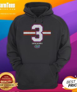 Eugene Wilson III wearing a Florida Gators football stripe hoodie, showcasing number 3, ready for game day.