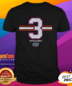 Good Florida Gators Football Eugene Wilson III Number 3 Stripe T-Shirt featuring vibrant colors and team logo.