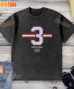 Alt Text: Good Florida Gators Football Eugene Wilson III Number 3 Stripe Washed T-Shirt showcasing team spirit and style.