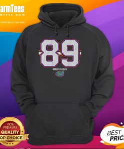 Hayden Hansen 89 stripe hoodie in blue and orange, perfect for Florida Gators football fans.
