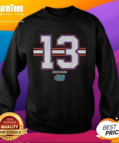Good Florida Gators football sweatshirt featuring Jadan Baugh, number 13, with a stylish stripe design.